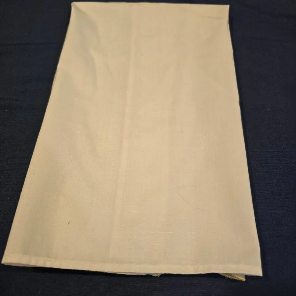 Tea Towel White Embroidered Cotton Yellow Shaded Rose Daisy Scalloped Edge 1990s
